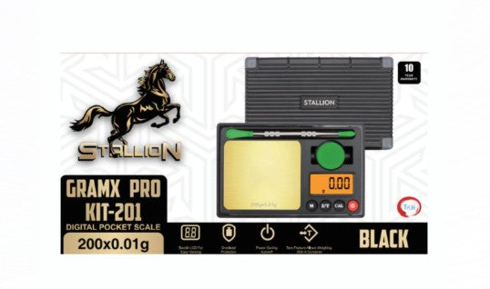 Stallion GramX Pro Kit-201 Precision Digital Pocket Scale — 200g × 0.01g (Black)