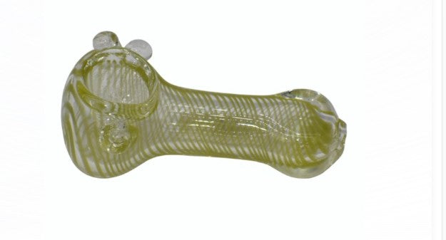 Glass Double Frit Lime Design Spoon Hand Pipe — 3" (SP20)