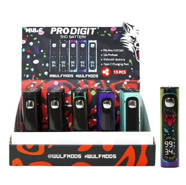 Wulf Mods Pro Digit 510 Vape Battery – 400mAh with Digital Display